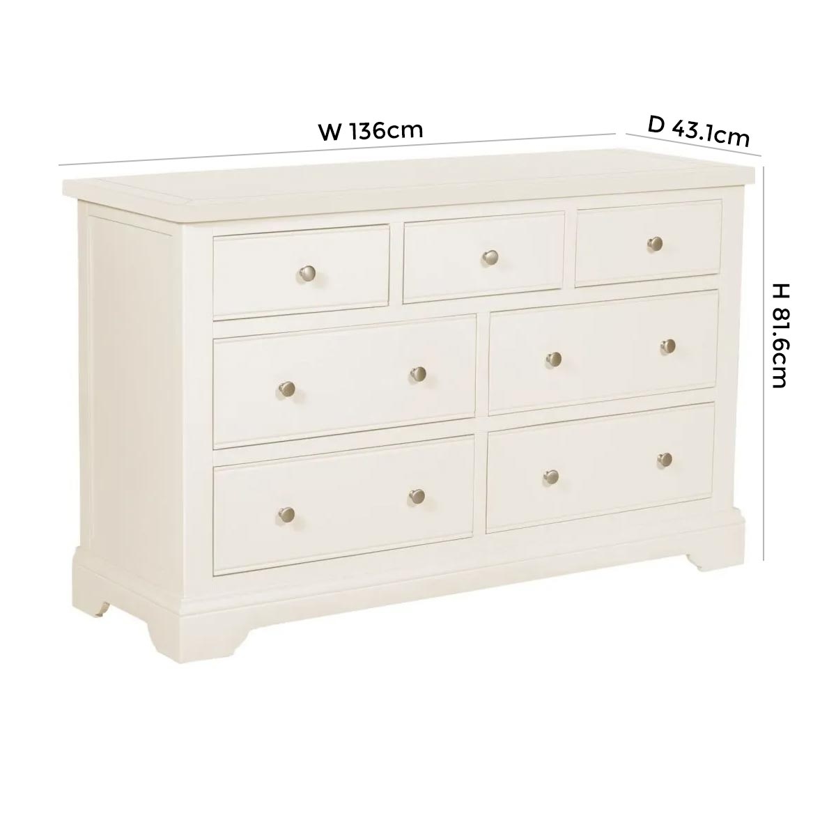Product photograph of Lily White Painted 3 Over 4 Drawer Chest from Choice Furniture Superstore.