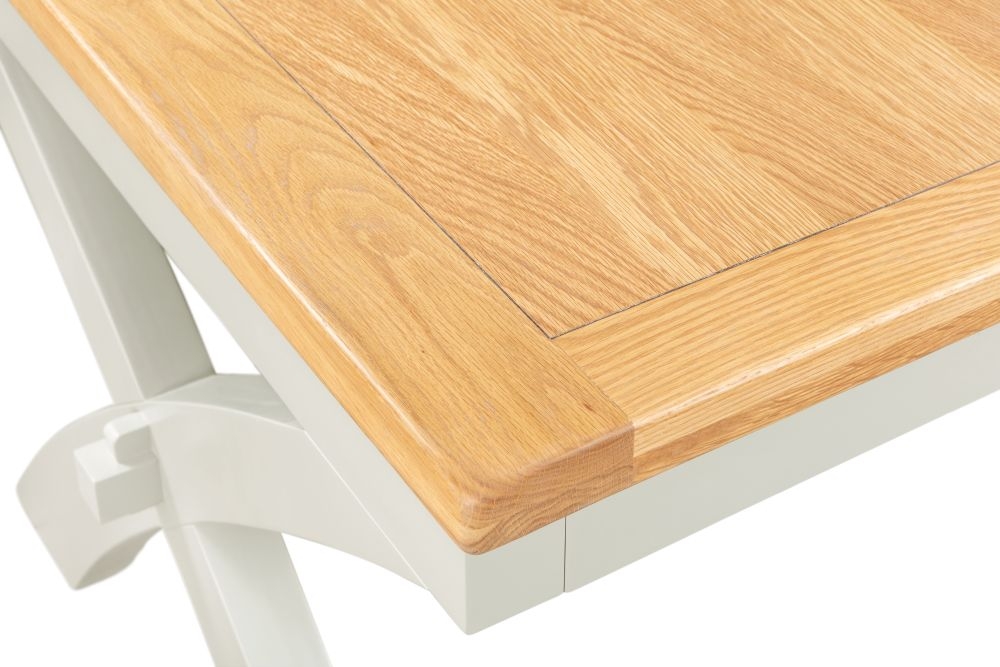 Product photograph of Lundy Grey And Oak Cross Leg Dining Table Seats 6 To 10 Diners 180cm To 230cm Extending Rectangular Top from Choice Furniture Superstore.