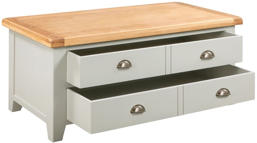 Product photograph of Lundy Grey And Oak Storage Coffee Table With 2 Drawers from Choice Furniture Superstore.