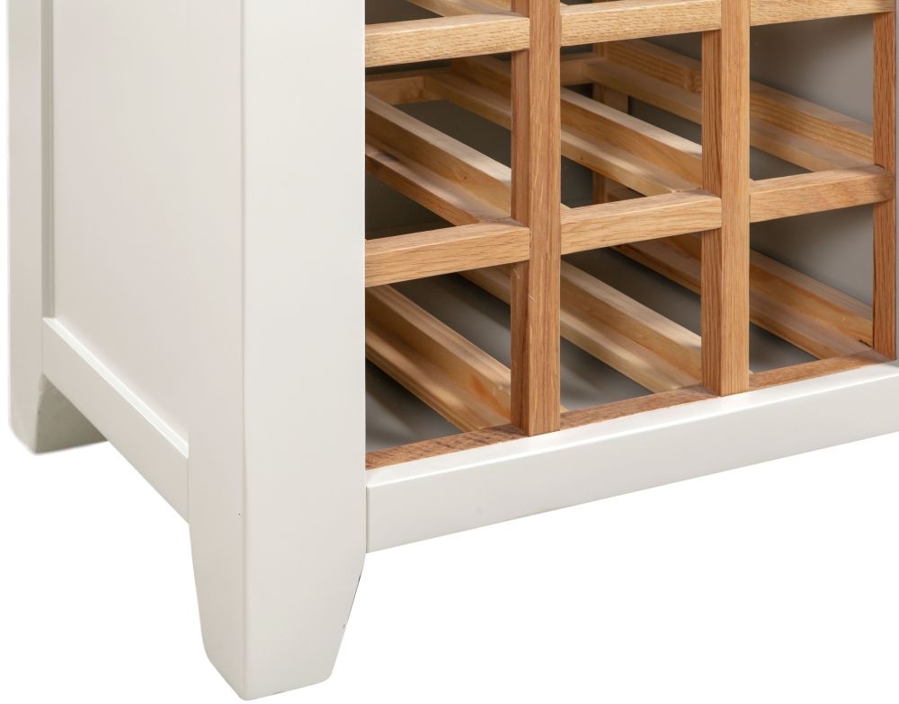 Product photograph of Lundy White And Oak Small Sideboard Wine Rack from Choice Furniture Superstore.