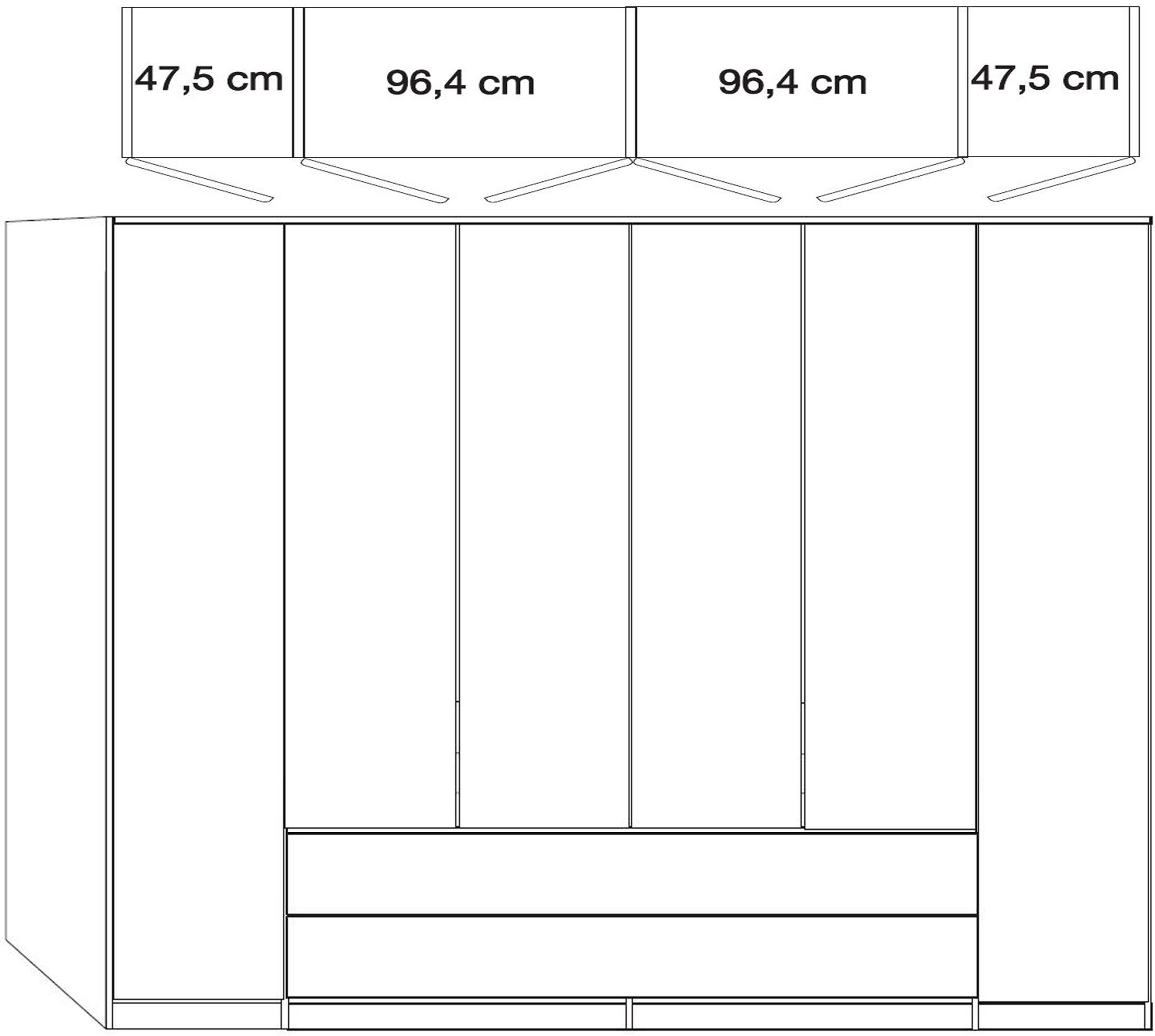 Product photograph of Wiemann Vip Eastside 300cm Havana Glass 6 Door Wardrobe With Drawers from Choice Furniture Superstore.