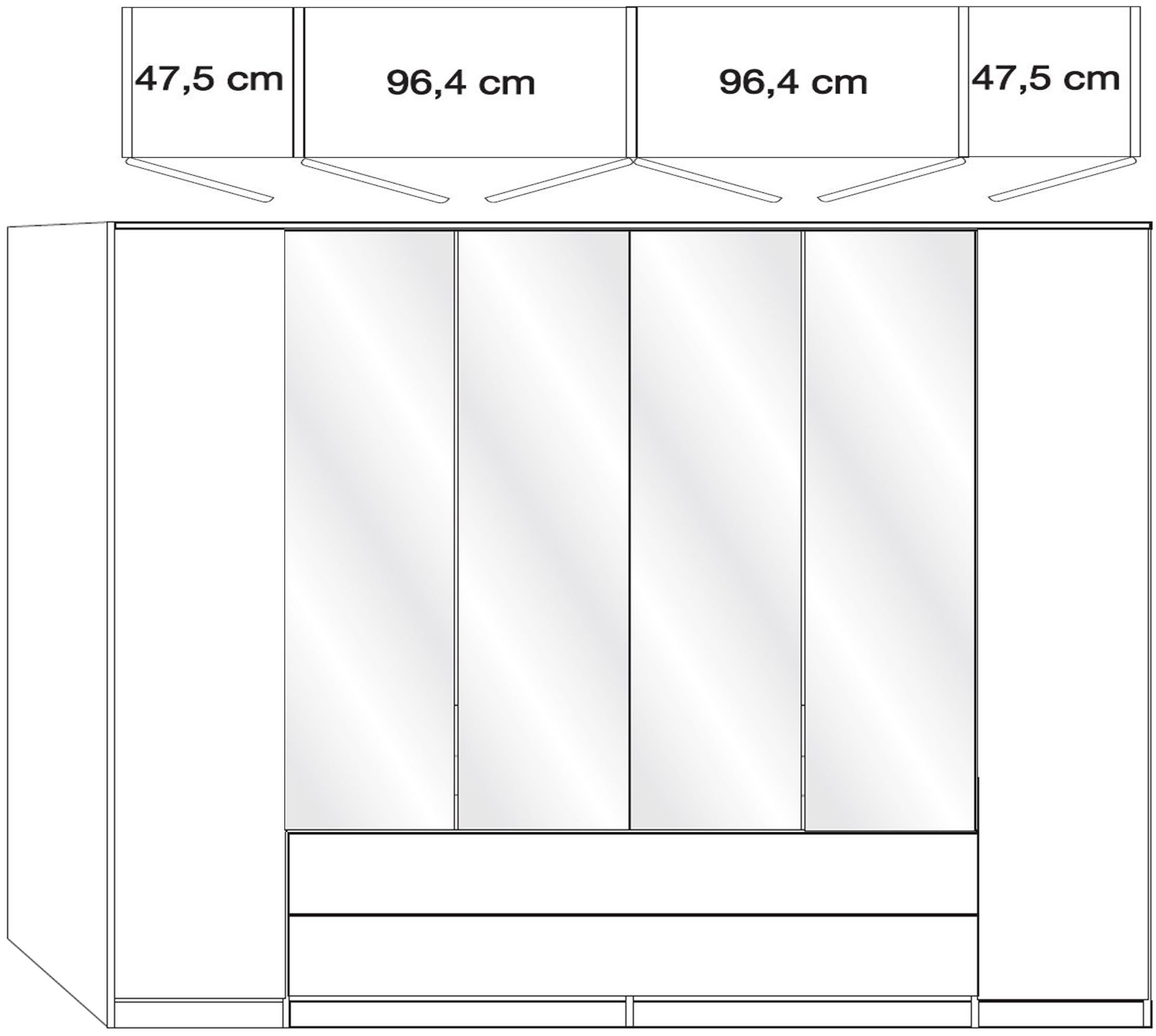 Product photograph of Wiemann Vip Eastside 300cm Havana Glass 6 Door Combi Wardrobe from Choice Furniture Superstore.