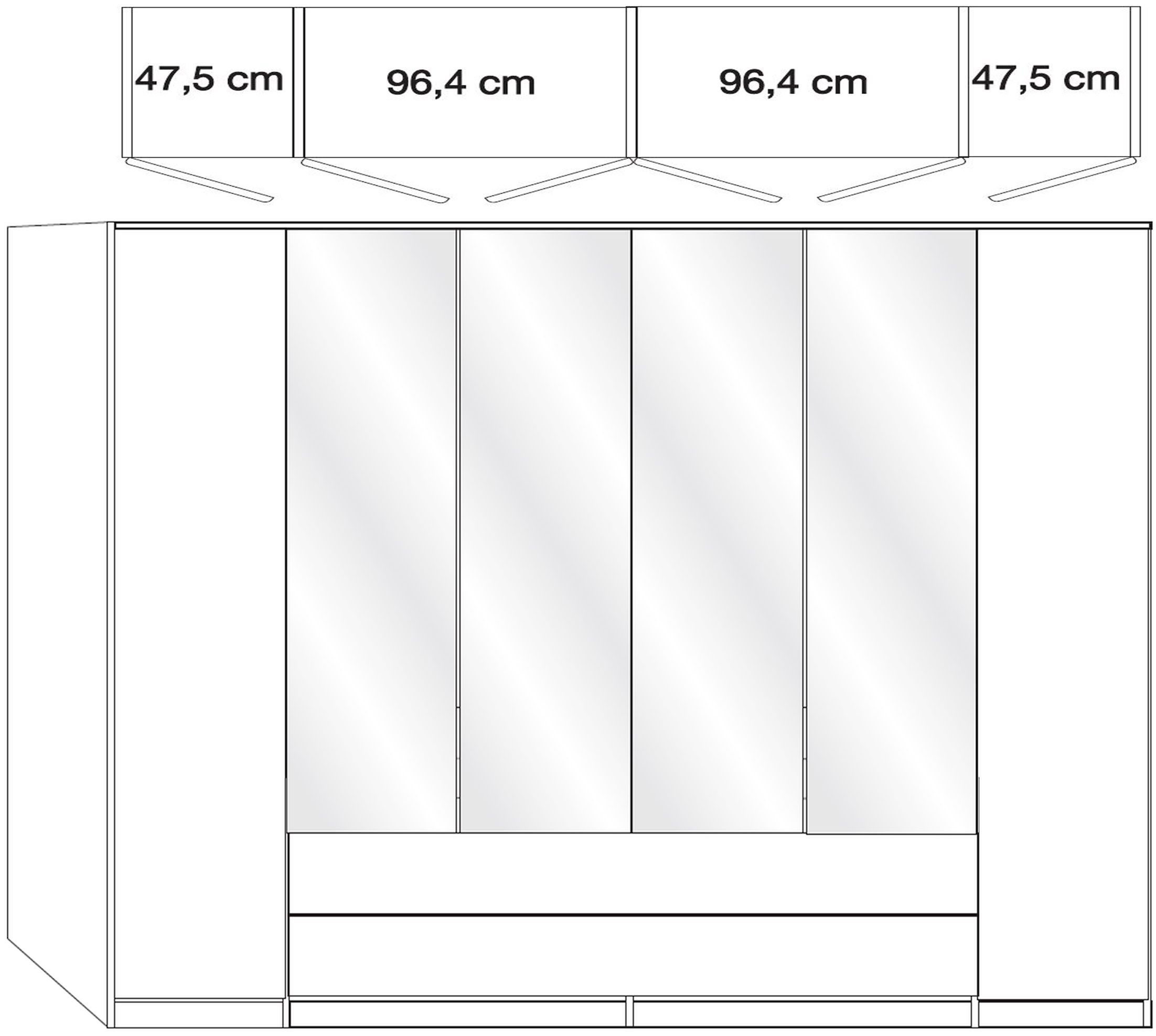 Product photograph of Wiemann Vip Eastside 300cm Magnolia Glass 6 Door Combi Wardrobe - Havana Carcase from Choice Furniture Superstore.