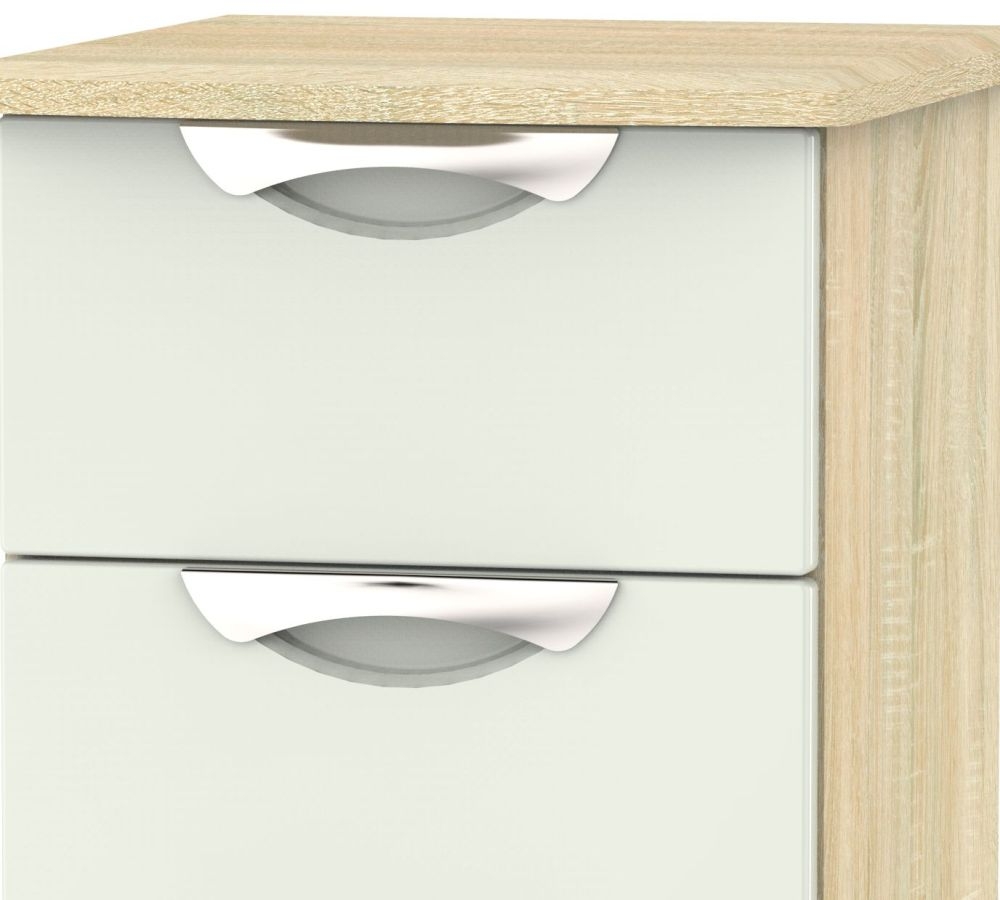 Product photograph of Camden Cashmere And Oak Effect 2 Drawer Bedside Cabinet from Choice Furniture Superstore.