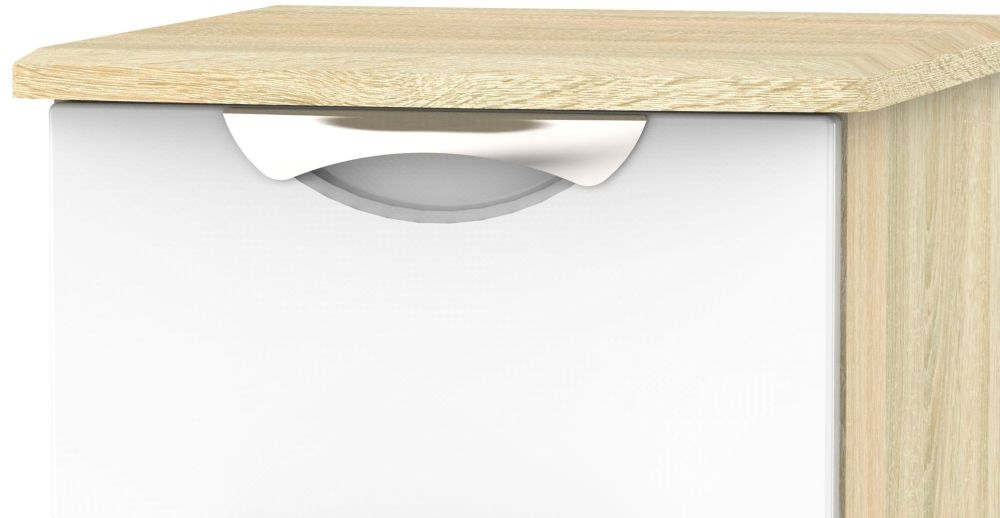 Product photograph of Camden White Gloss And Oak Effect 2 Drawer Bedside Cabinet from Choice Furniture Superstore.