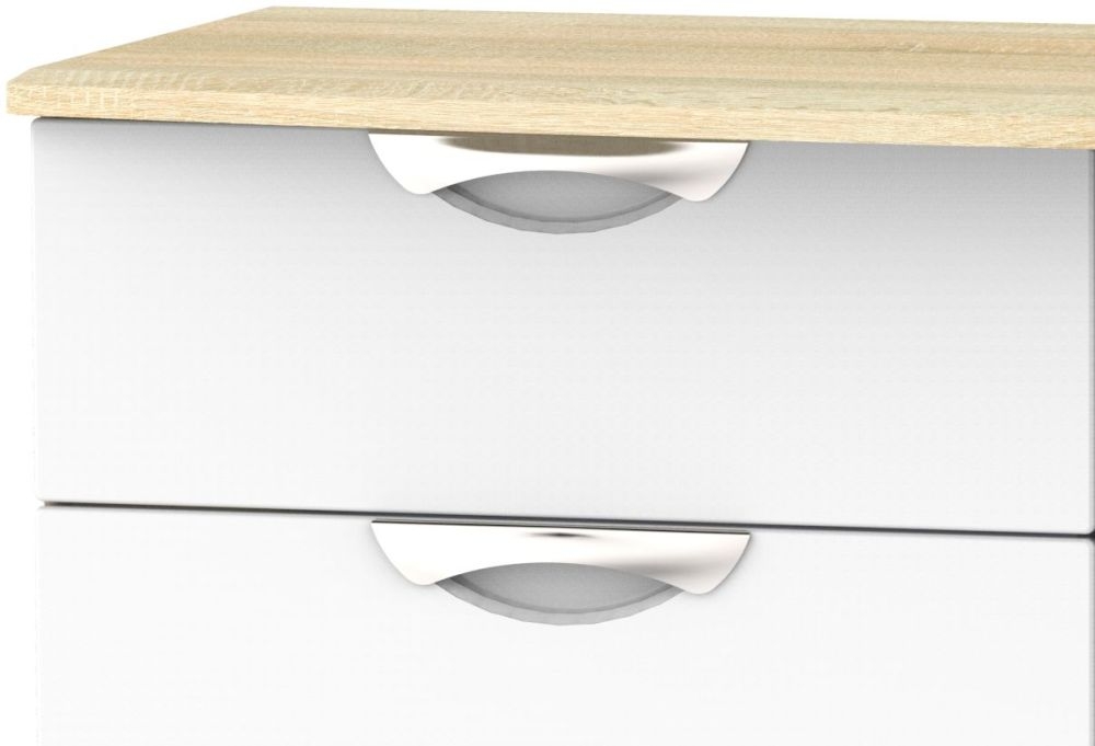 Product photograph of Camden White Gloss And Oak Effect 3 Drawer Small Chest from Choice Furniture Superstore.