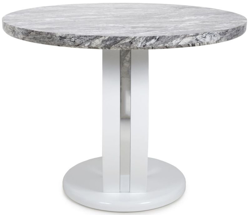 Product photograph of Neptune Round Marble Effect Grey White Dining Table from Choice Furniture Superstore.