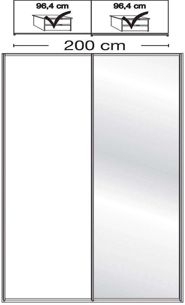 Product photograph of Miami 2 Door Mirror Wardrobe In White - W 200cm from Choice Furniture Superstore.