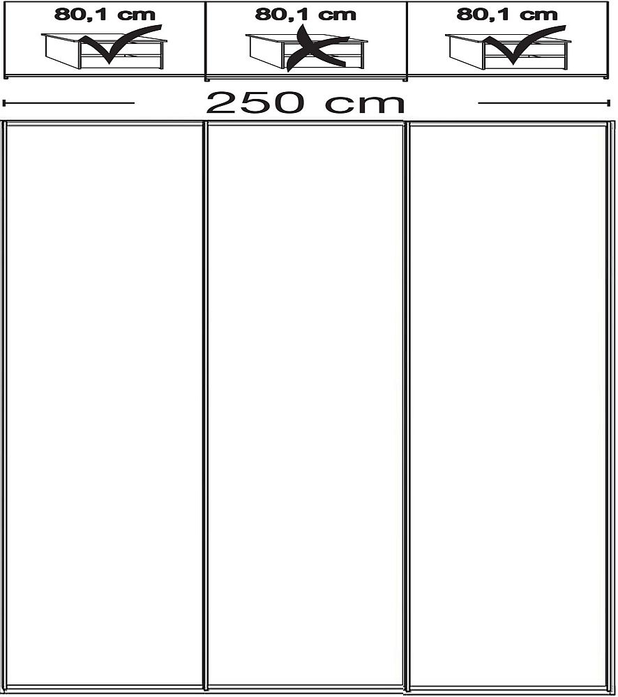 Product photograph of Wiemann Miami 3 Door Sliding Wardrobe In White - W 250cm from Choice Furniture Superstore.