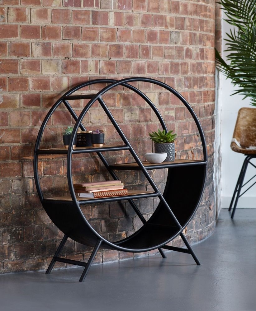 Product photograph of Cosmo Industrial Style Metal Round Shelving Unit from Choice Furniture Superstore.