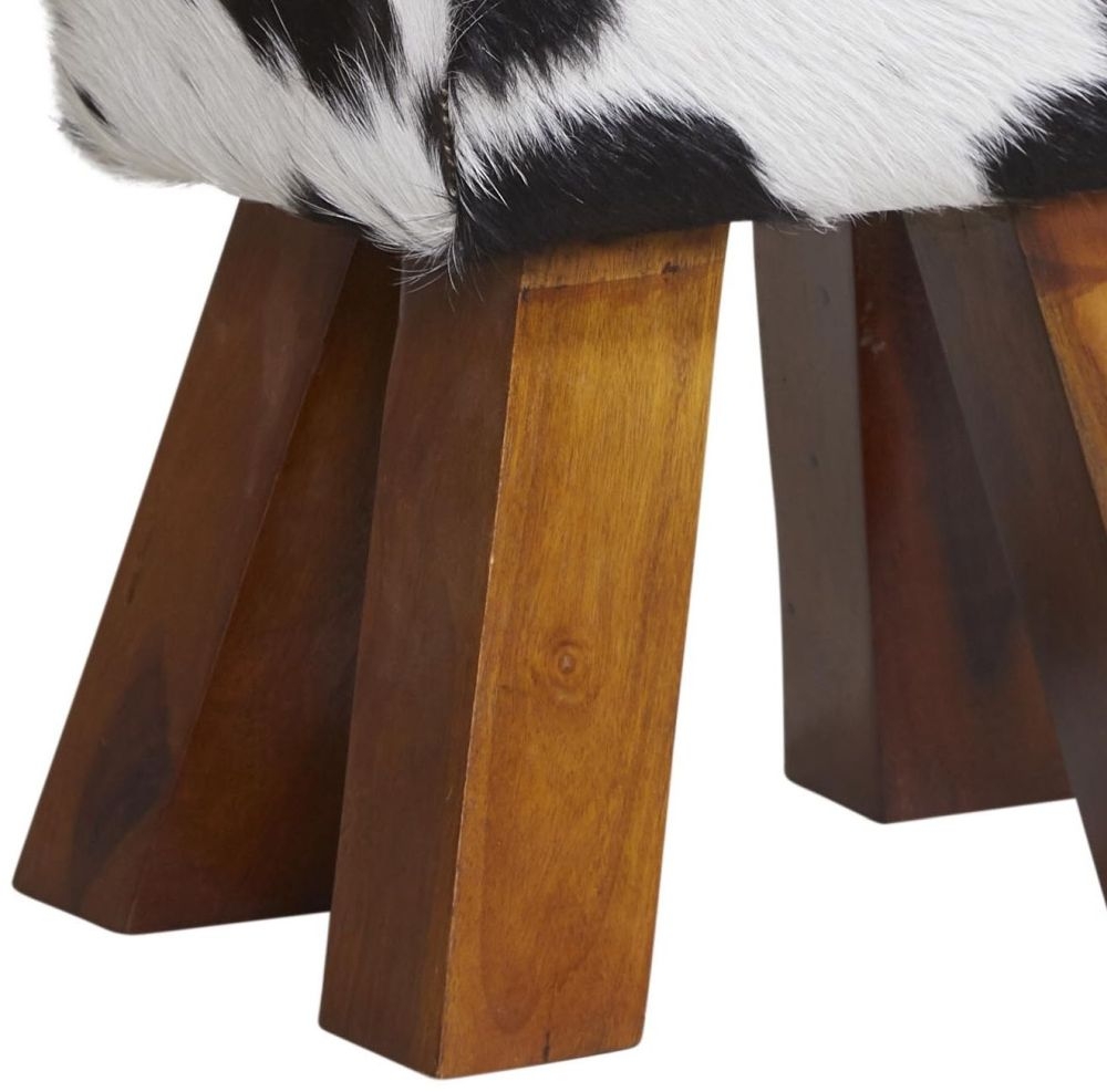 Product photograph of Cowhide Dark Leather Stool from Choice Furniture Superstore.