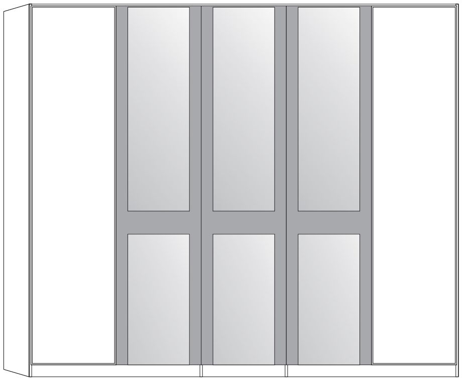 Product photograph of Wiemann Portland 250cm White And Grey 5 Door Mirror Wardrobe from Choice Furniture Superstore.