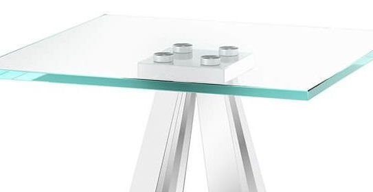 Product photograph of Alvaro Glass And Chrome Side Table With Pedestal Base from Choice Furniture Superstore.