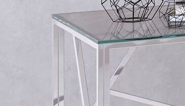 Product photograph of Kieta Glass And Chrome Side Table from Choice Furniture Superstore.