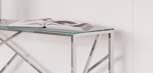 Product photograph of Lewis Glass And Chrome Console Table from Choice Furniture Superstore.
