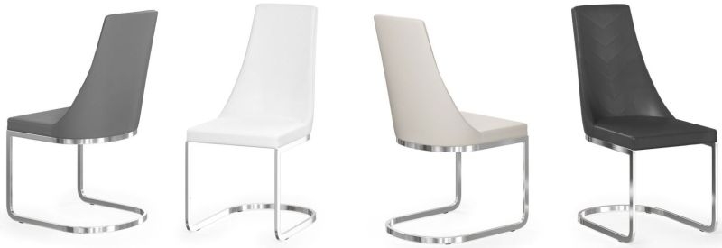 Product photograph of 2 X Mia Cream Faux Leather Cantilever Dining Chair With Chrome Base from Choice Furniture Superstore.