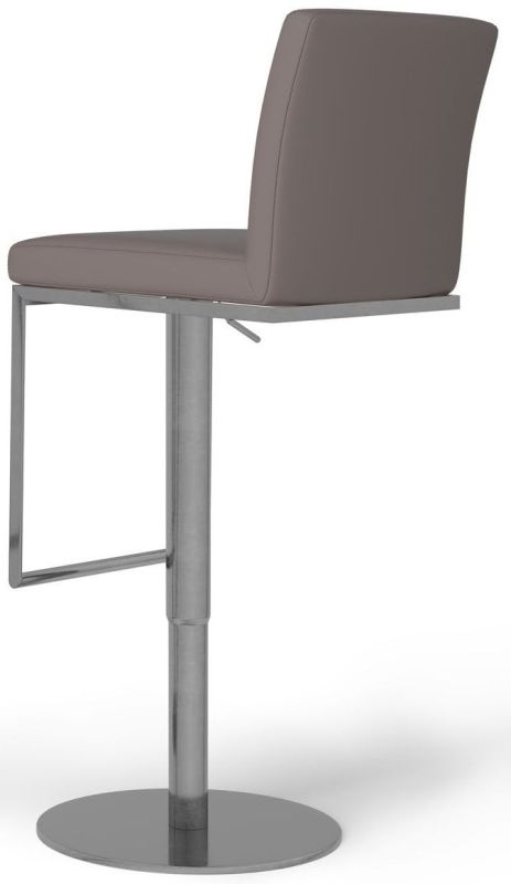 Product photograph of Set Of 2 Enzo Taupe Faux Leather Adjustable Swivel Barstool With Back from Choice Furniture Superstore.