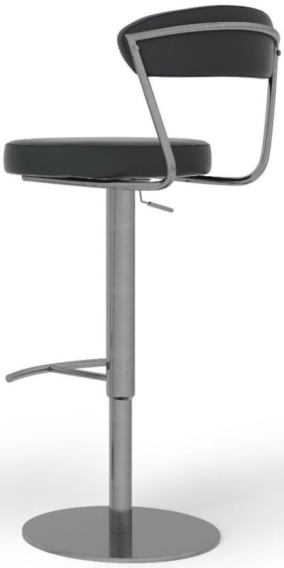 Product photograph of Set Of 2 Gino Black Faux Leather Adjustable Swivel Barstool With Back from Choice Furniture Superstore.