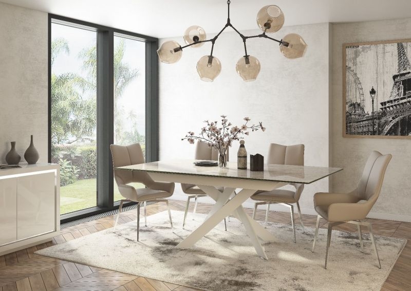 Luxor Extending Dining Table Light Grey and White CFS Furniture UK