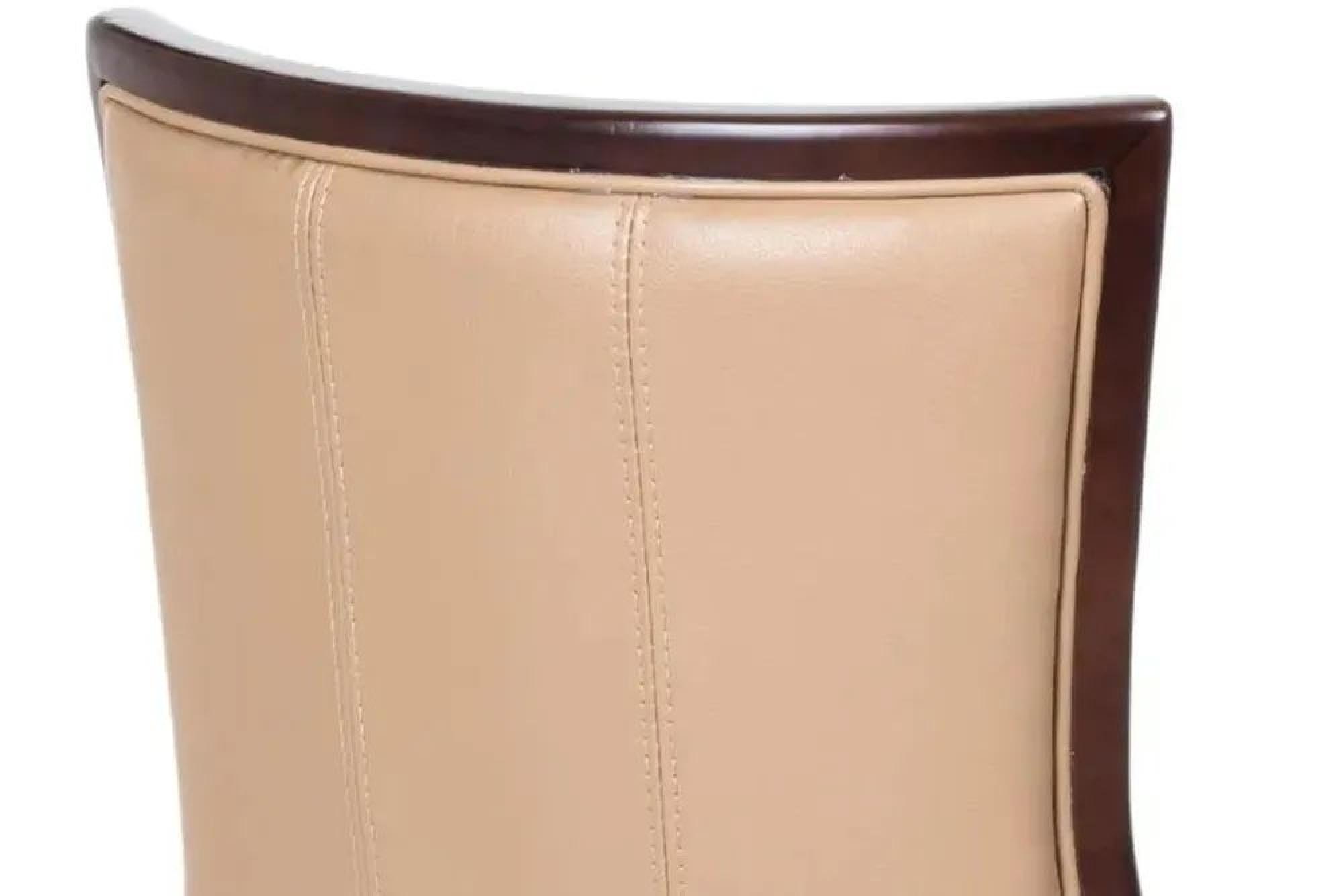 Product photograph of Paris Taupe Leather Dining Chair With Brown Legs from Choice Furniture Superstore.