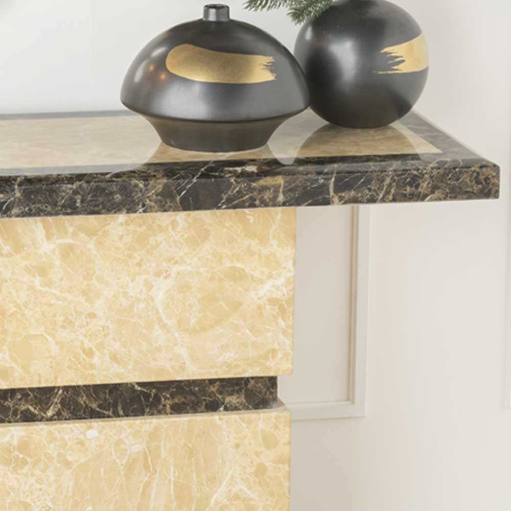 Product photograph of Venice Marble Console Table Cream Rectangular Top With Pedestal Base from Choice Furniture Superstore.