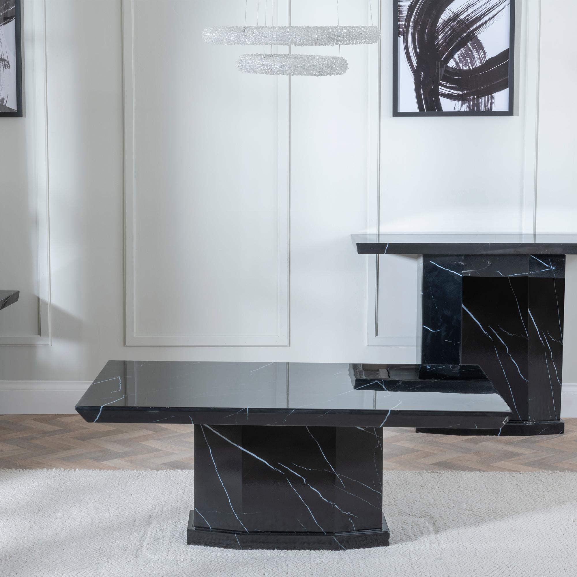 Product photograph of Naples Black Marble Coffee Table from Choice Furniture Superstore.
