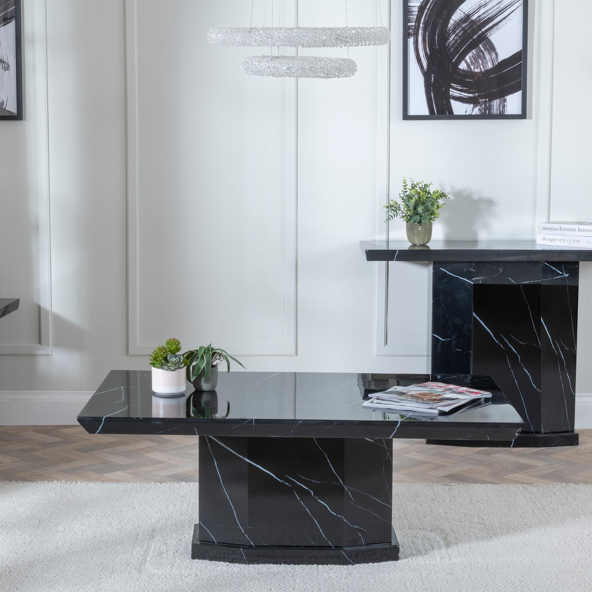 Product photograph of Naples Black Marble Coffee Table from Choice Furniture Superstore.