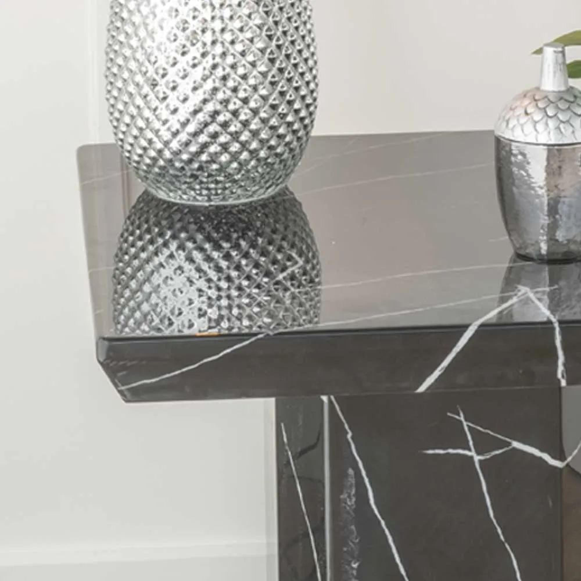 Product photograph of Naples Black Marble Side Table from Choice Furniture Superstore.