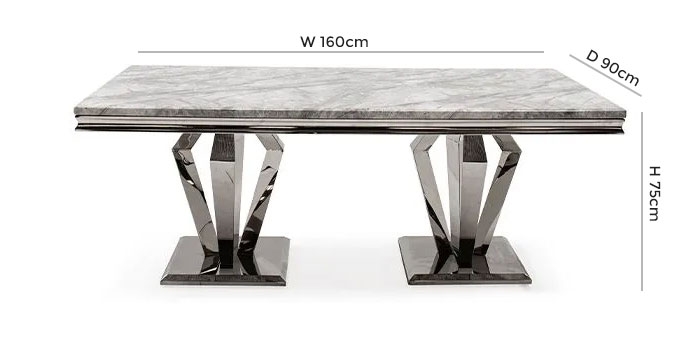 Product photograph of Vida Living Arturo 160cm Grey Marble Dining Table from Choice Furniture Superstore.