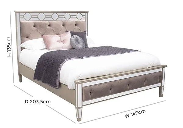 Product photograph of Vida Living Rosa Geometric Mirrored Bed from Choice Furniture Superstore.