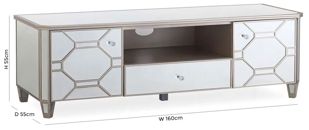 Product photograph of Vida Living Rosa Geometric Mirrored Tv Cabinet from Choice Furniture Superstore.