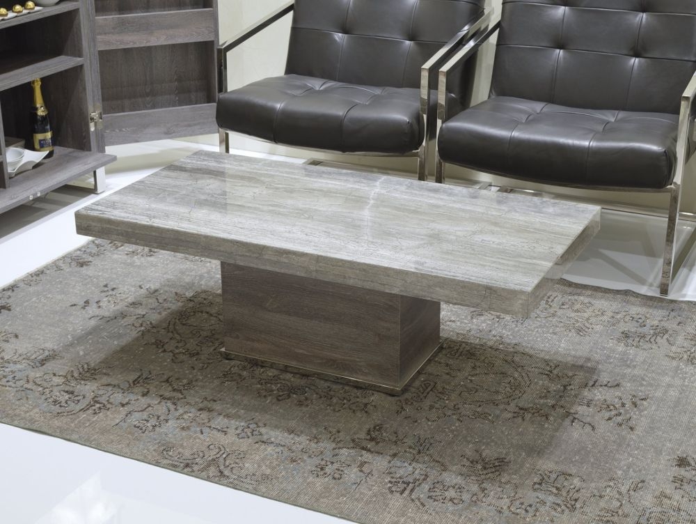 Stone International Saturn Light Occasional Tables - Marble and Polished Stainless Steel