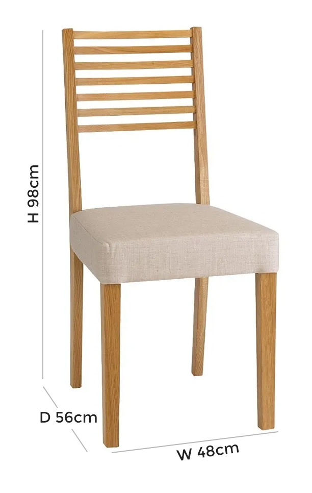Product photograph of Tch Windsor Oak Ladder Back Fabric Seat Dining Chair Sold In Pairs from Choice Furniture Superstore.