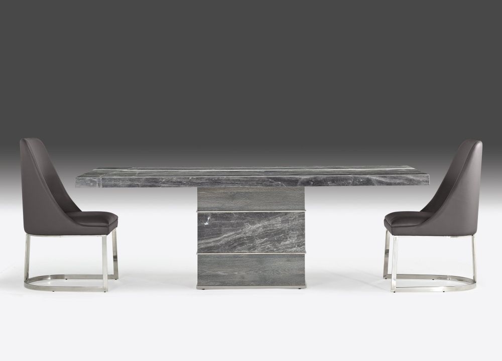 Product photograph of Stone International Soho Dining Table - Marble And Polished Stainless Steel from Choice Furniture Superstore.