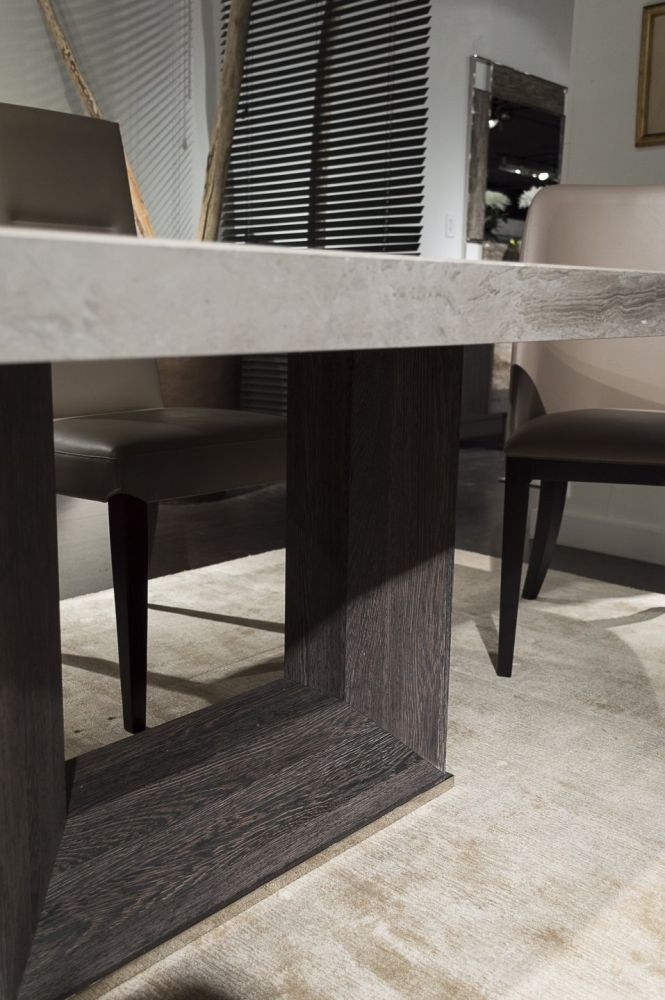Product photograph of Blade Marble Dining Table With Wooden Pedestal Base - Variation Available from Choice Furniture Superstore.