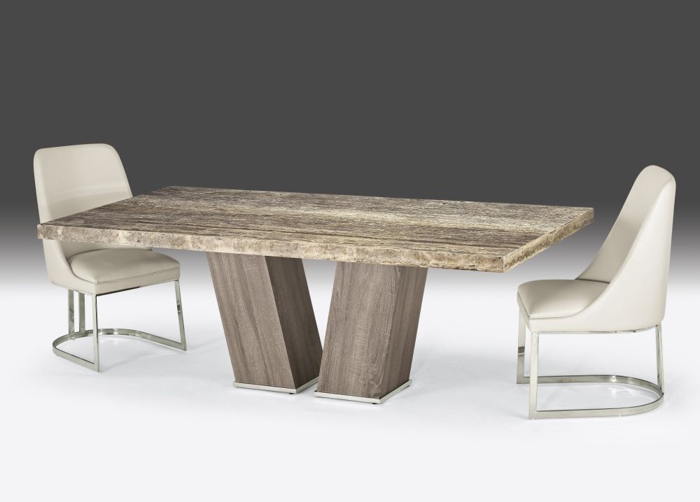 Product photograph of Stone International Vertigo Dining Table - Marble And Polished Stainless Steel from Choice Furniture Superstore.