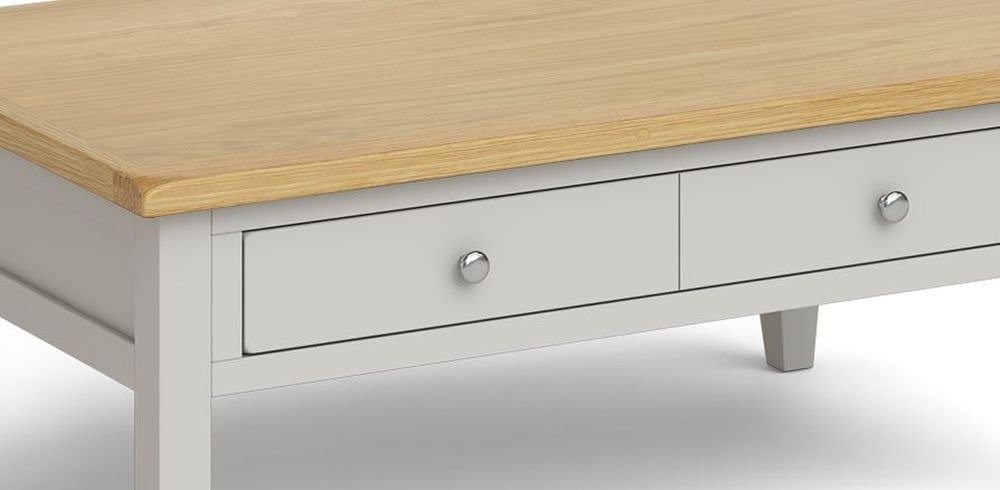 Product photograph of Guilford Grey 110cm 2 Drawer Coffee Table from Choice Furniture Superstore.