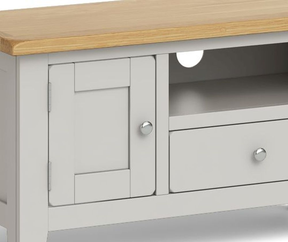 Product photograph of Guilford Country Grey And Oak Small Tv Unit 90cm With Storage For Television Upto 32in Plasma from Choice Furniture Superstore.