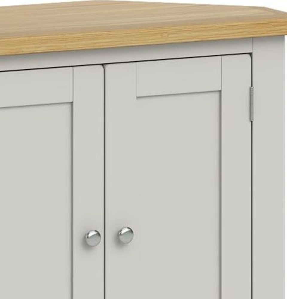 Product photograph of Guilford Country Grey And Oak Corner Cupboard - 2 Door from Choice Furniture Superstore.