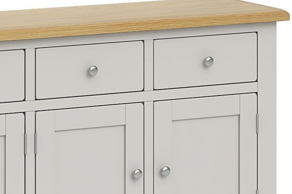 Product photograph of Guilford Country Grey And Oak Extra Large Sideboard With 4 Doors And 4 Drawers from Choice Furniture Superstore.