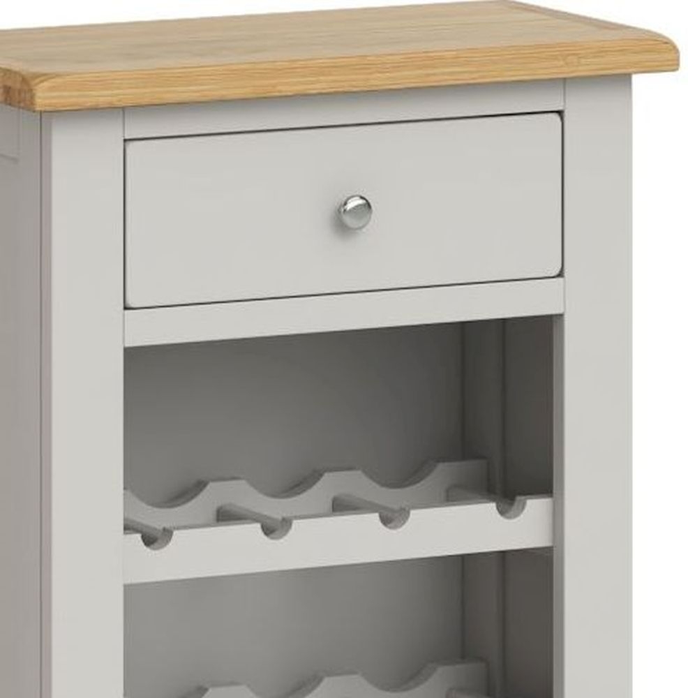 Product photograph of Cross Country Grey And Oak 1 Drawer Wine Cabinet from Choice Furniture Superstore.