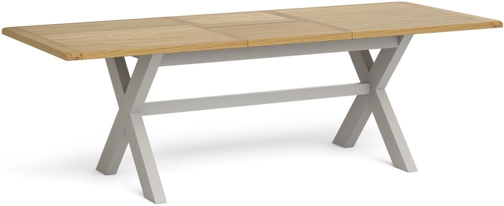 Product photograph of Guilford Country Grey And Oak Guilford Leg Dining Table 190cm-250cm Seats 8 To 10 Diners Rectangular Extending Top from Choice Furniture Superstore.