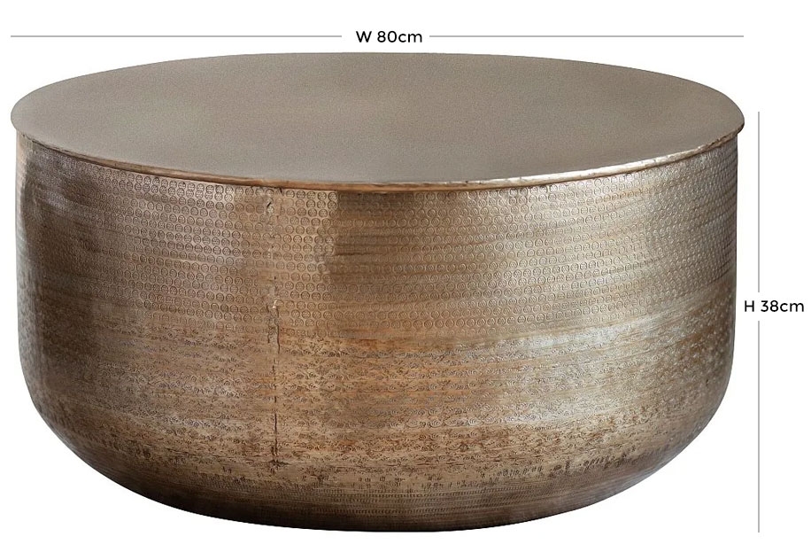 Product photograph of Ashta Hammered Brass Coffee Table from Choice Furniture Superstore.