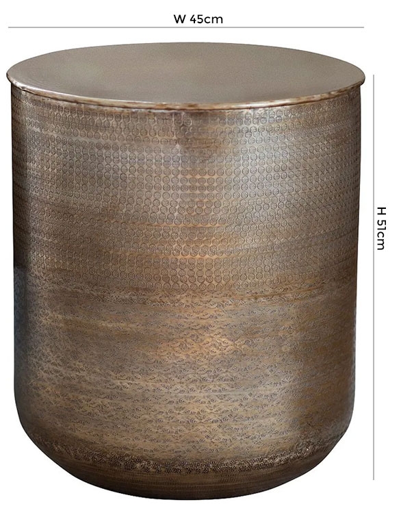 Product photograph of Georgia Hammered Brass Side Table from Choice Furniture Superstore.