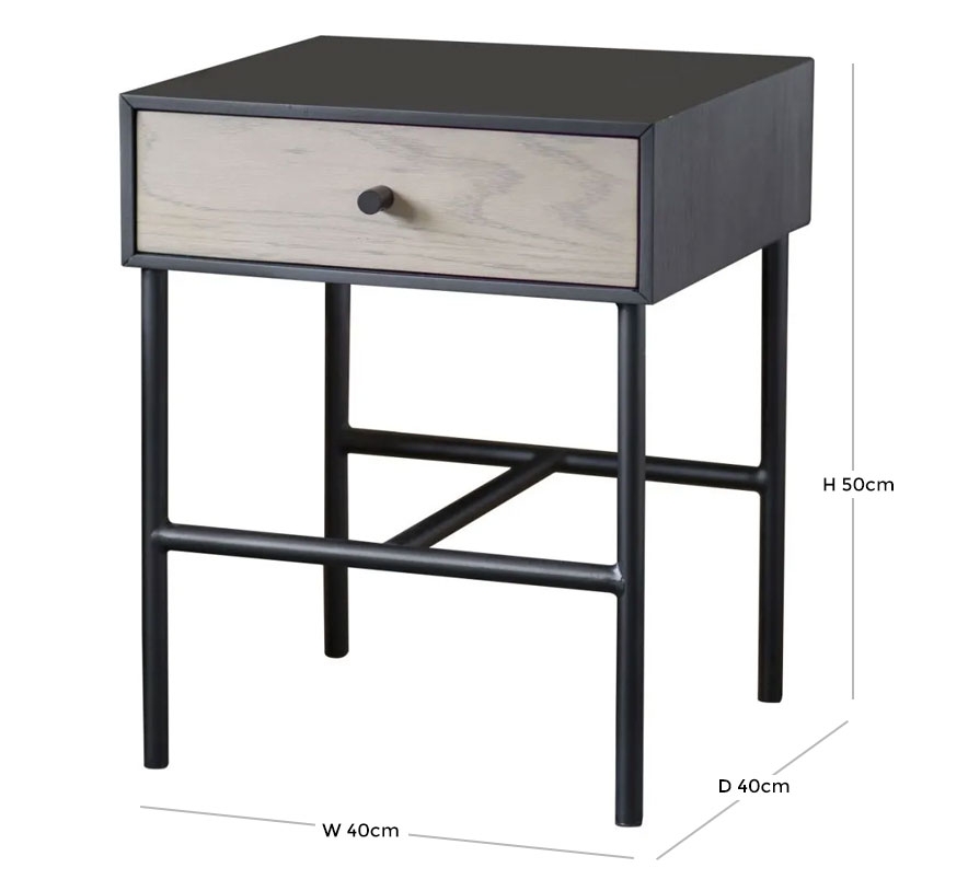 Product photograph of Carbury Industrial 1 Drawer Bedside Table from Choice Furniture Superstore.