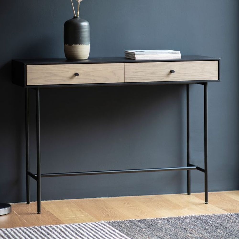 Product photograph of Denver Industrial 2 Drawer Console Table from Choice Furniture Superstore.
