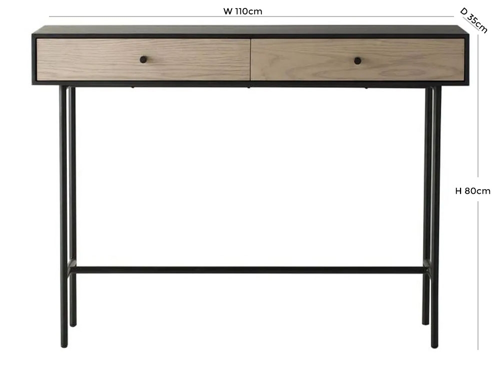 Product photograph of Denver Industrial 2 Drawer Console Table from Choice Furniture Superstore.