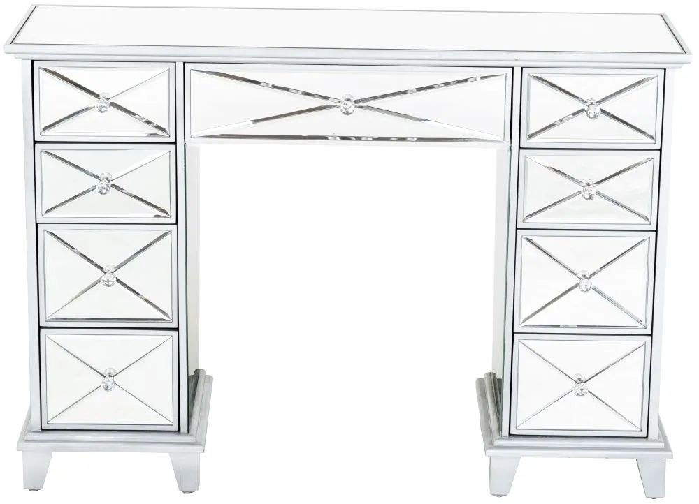 Product photograph of Mayfair Mirrored Kneehole Dressing Table - 9 Drawers from Choice Furniture Superstore.