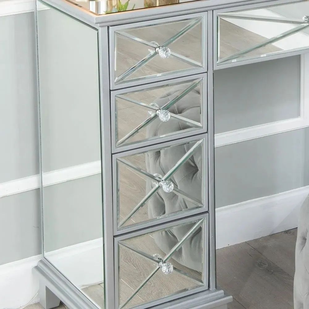 Product photograph of Mayfair Mirrored Kneehole Dressing Table - 9 Drawers from Choice Furniture Superstore.