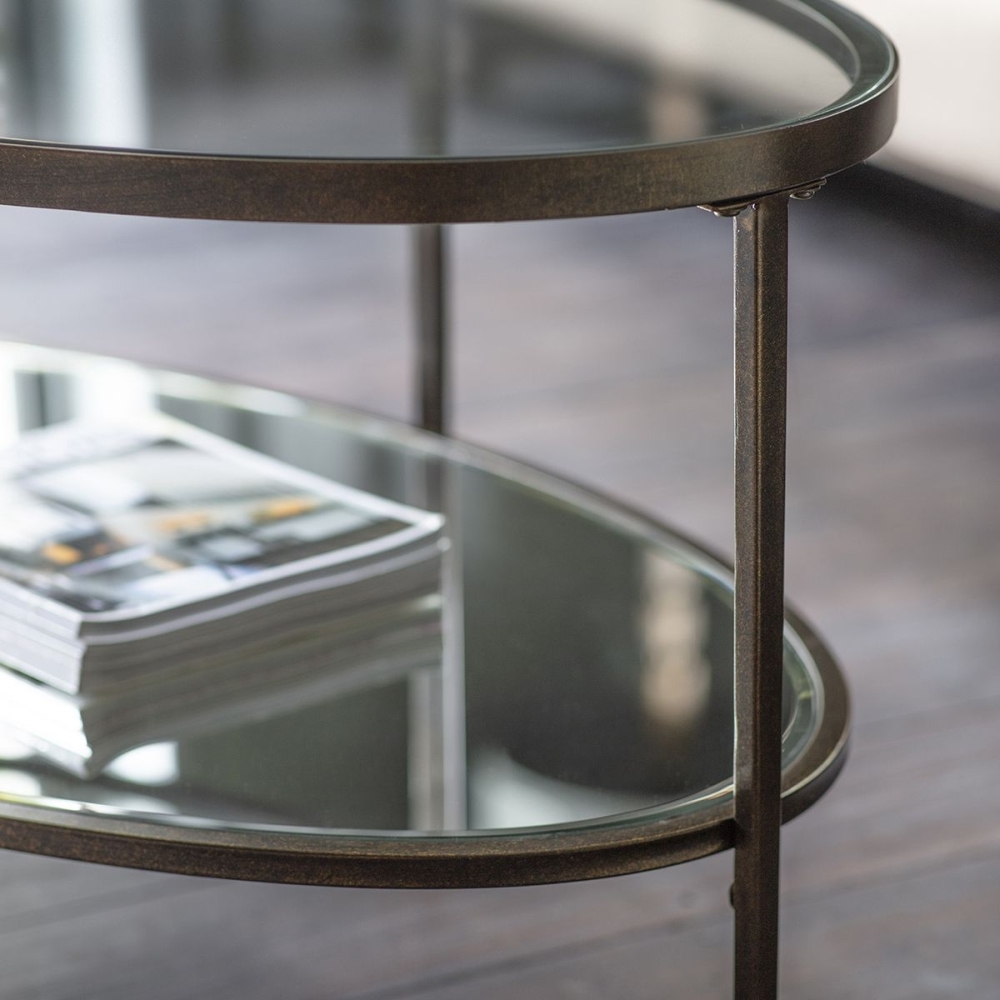 Product photograph of Dundee Glass Top Coffee Table With Brass Trim from Choice Furniture Superstore.